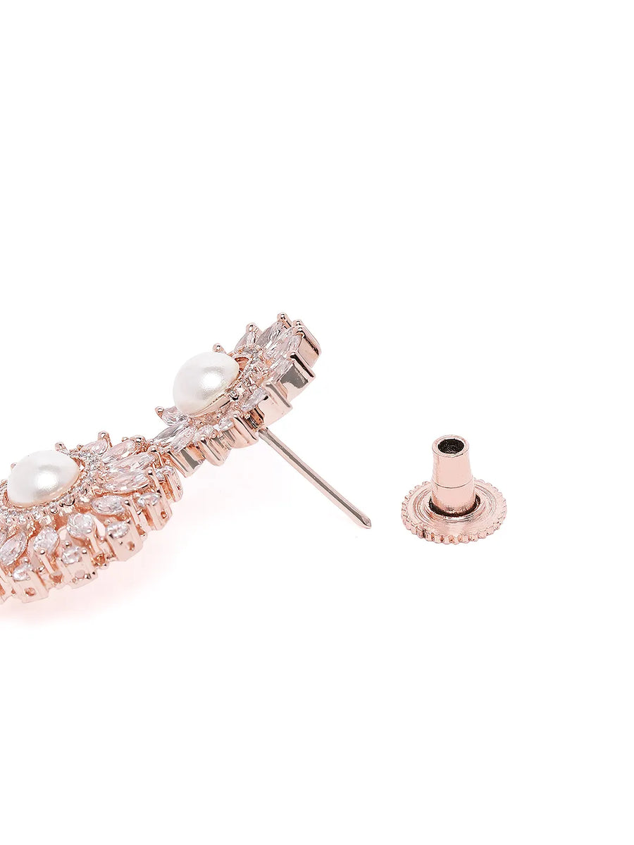 Floral Halo CZ Pearl Necklace Set