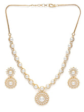Pearl Accented CZ Necklace Set