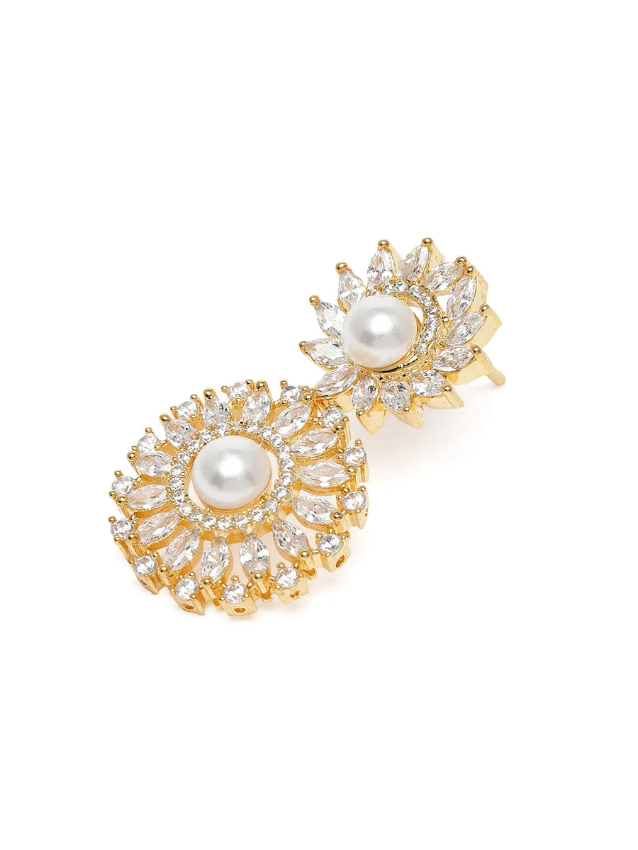 Pearl Accented CZ Necklace Set