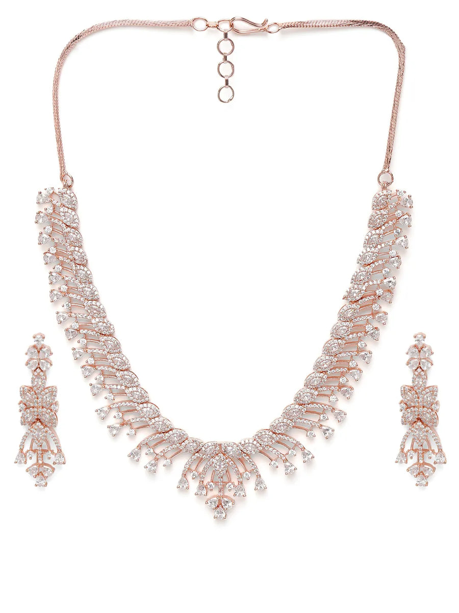 Graceful Evening Wear CZ Necklace Set | Elegant Fashion Jewellery by Peora

