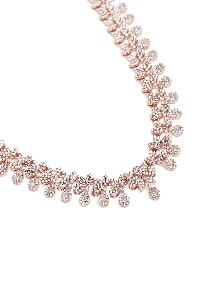 Sparkling CZ Necklace Set with Design