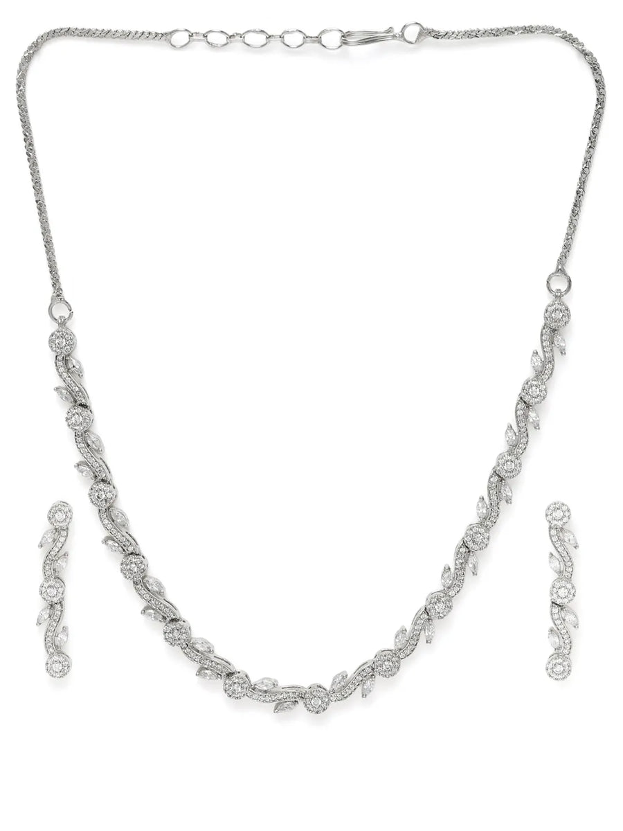 CZ Necklace with Vine Leaf Design