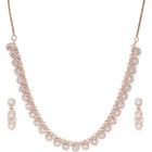 Teardrop Shaped CZ Necklace Earring Set - Rose Gold