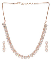 Teardrop Shaped CZ Necklace Earring Set - Rose Gold