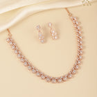 Teardrop Shaped CZ Necklace Earring Set - Rose Gold