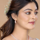 Teardrop Shaped CZ Necklace Earring Set - Rose Gold