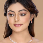 Teardrop Shaped CZ Necklace Earring Set - Rose Gold