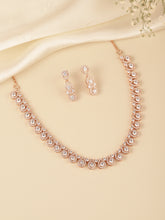 Teardrop Shaped CZ Necklace Earring Set - Rose Gold