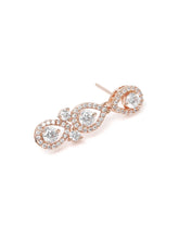 Teardrop Shaped CZ Necklace Earring Set - Rose Gold