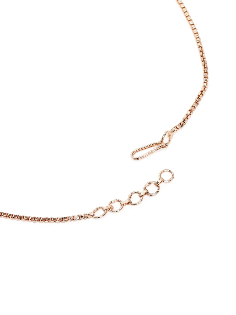 Teardrop Shaped CZ Necklace Earring Set - Rose Gold