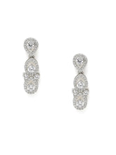 Teardrop Shaped CZ Necklace Earring Set - Silver