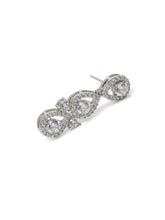 Teardrop Shaped CZ Necklace Earring Set - Silver
