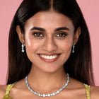 Opulent CZ Round Cluster Necklace Set