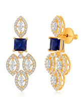 Royal Blue & White CZ Gold Necklace Set