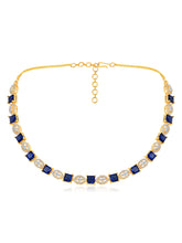 Royal Blue & White CZ Gold Necklace Set