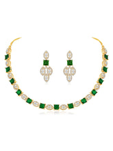 Radiant Lush Glow CZ Necklace Design - Gold- Green