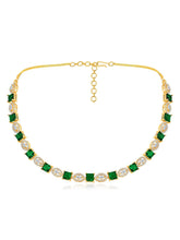 Radiant Lush Glow CZ Necklace Design - Gold- Green
