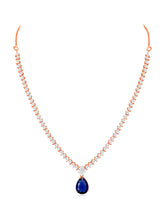 Chic Blue & White CZ Rose Gold Necklace Set