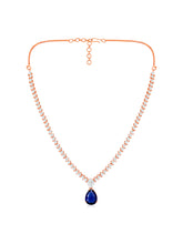 Chic Blue & White CZ Rose Gold Necklace Set