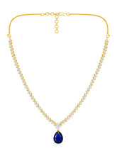 Chic Blue & White CZ Rose Gold Necklace Set