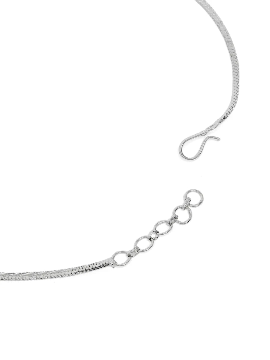 CZ & Pearl Studded Necklace Set - Silver