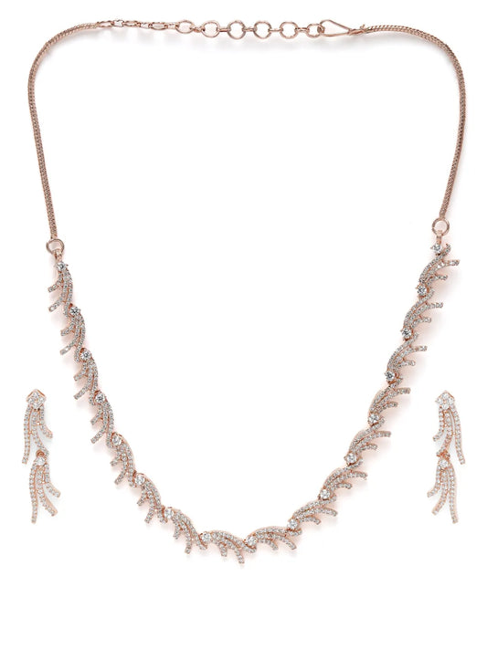 CZ Studded Flowing Charm Necklace Set
