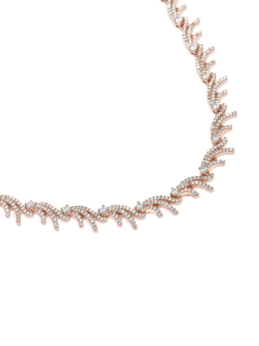 CZ Studded Flowing Charm Necklace Set