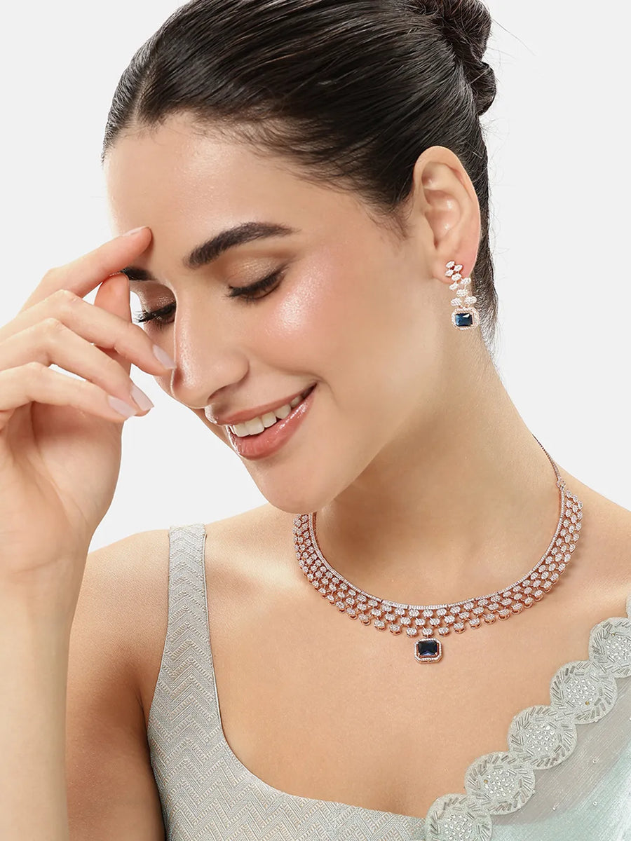 Sparkling Cascade Sapphire Necklace Set