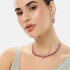 Royal Flow CZ Ruby Necklace Set