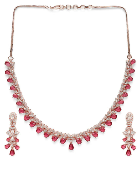 Royal Flow CZ Ruby Necklace Set