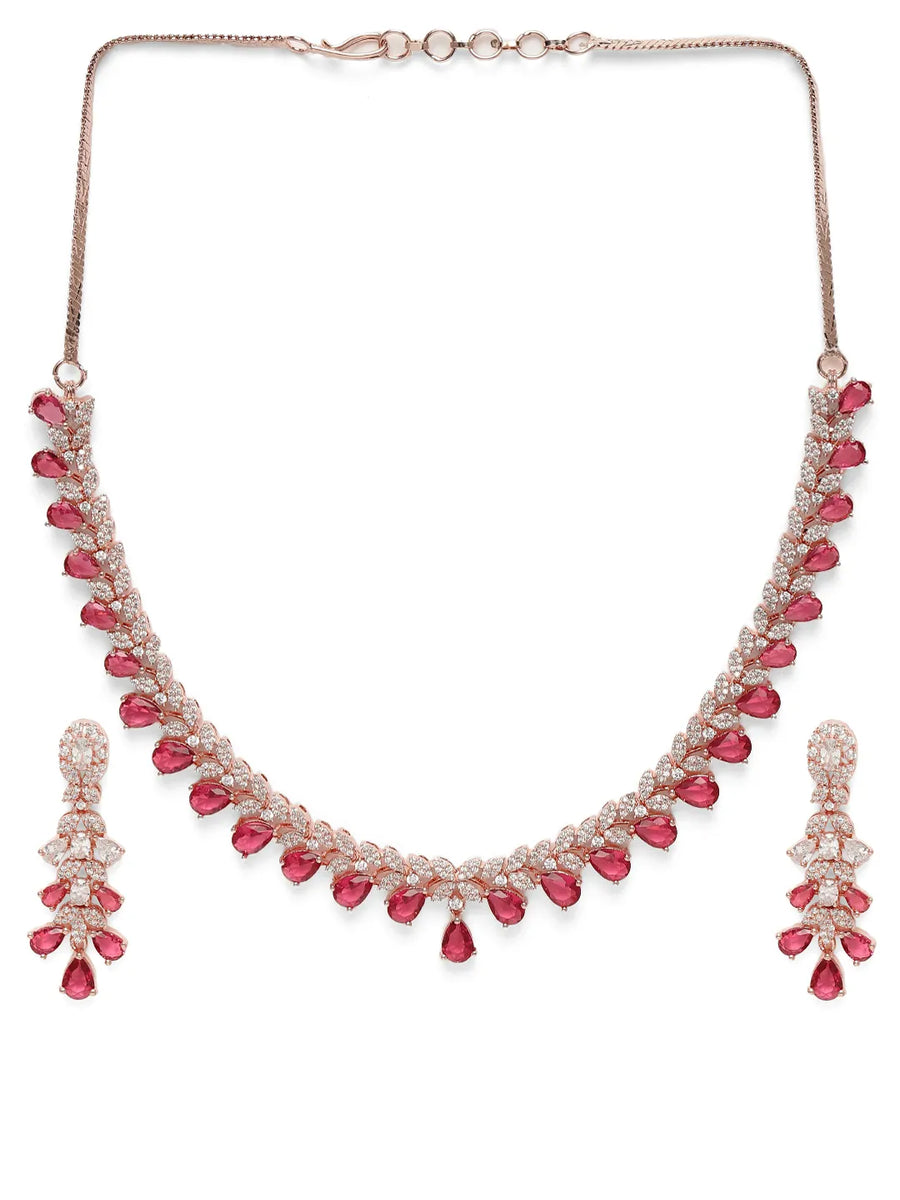 Royal Flow CZ Ruby Necklace Set
