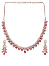 Royal Flow CZ Ruby Necklace Set