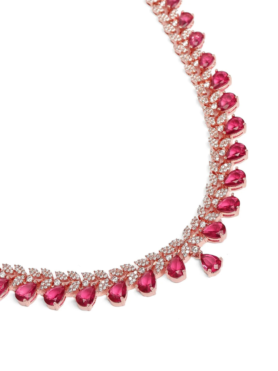 Royal Flow CZ Ruby Necklace Set