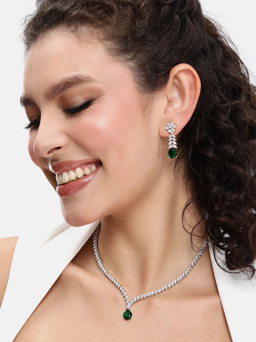 Elegant Crystal Drop Necklace Earring