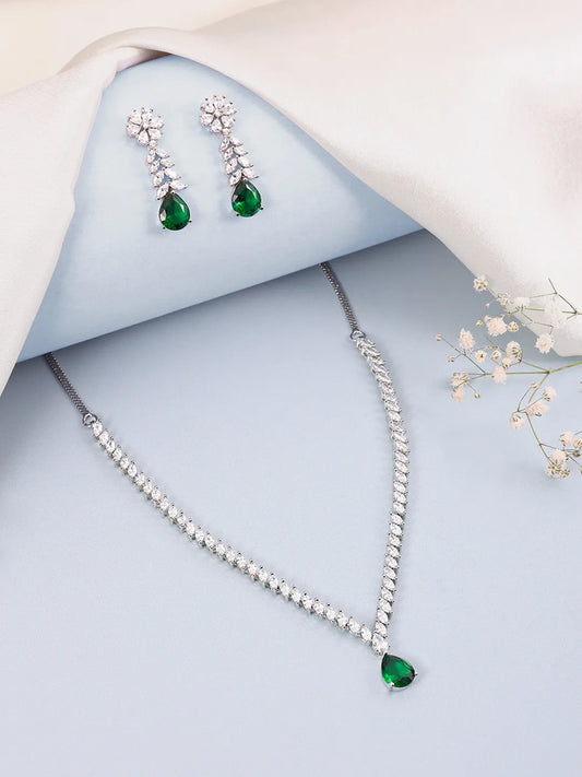 Elegant Crystal Drop Necklace Earring