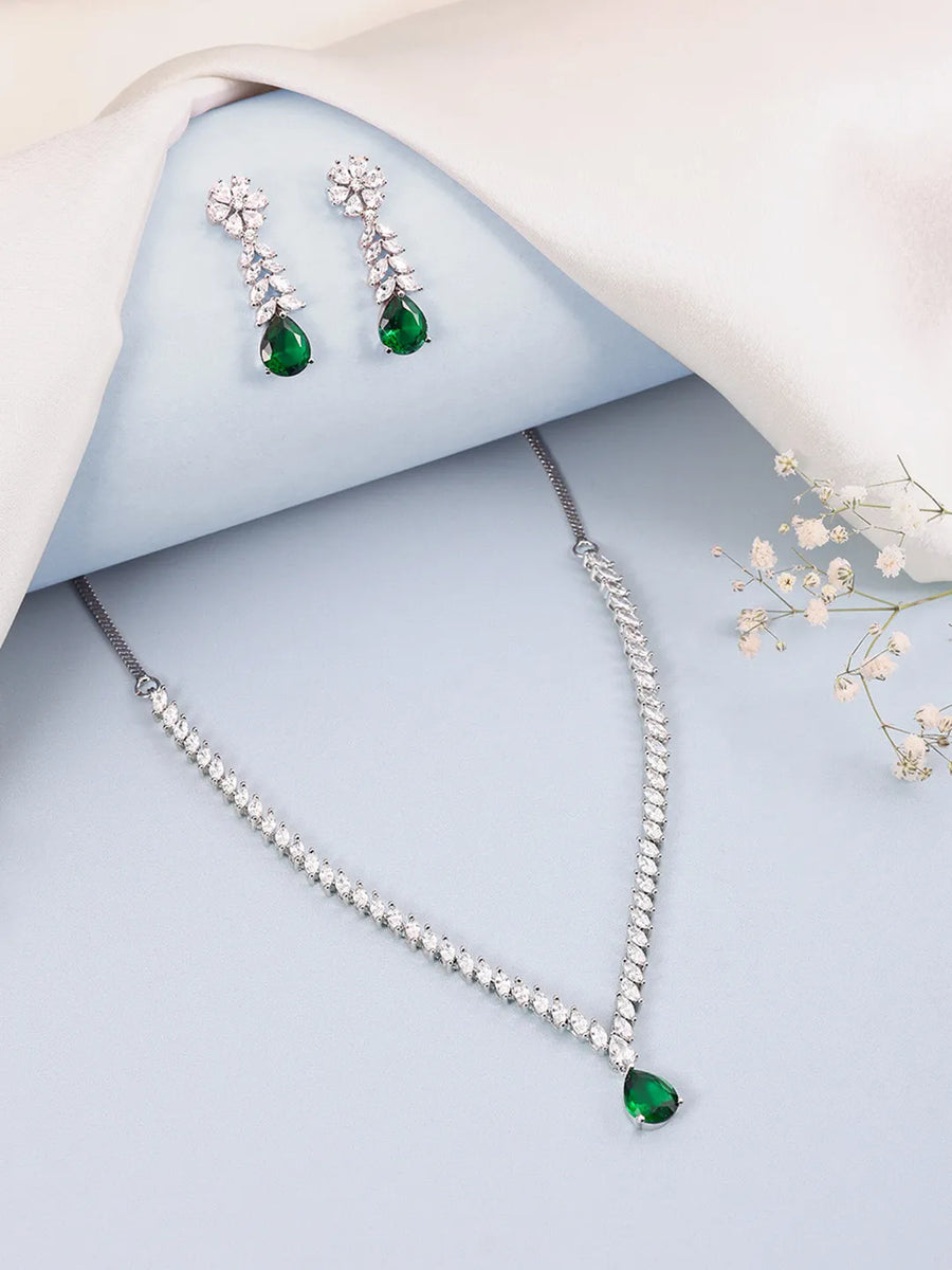 Elegant Crystal Drop Necklace Earring