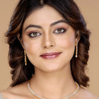 Chic Shine CZ Studded Necklace Set. A gold-plated necklace set with earrings & cubic zirconia stones. 