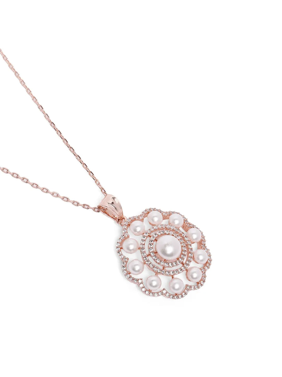 Glowing Bloom Pearl Pendant Set