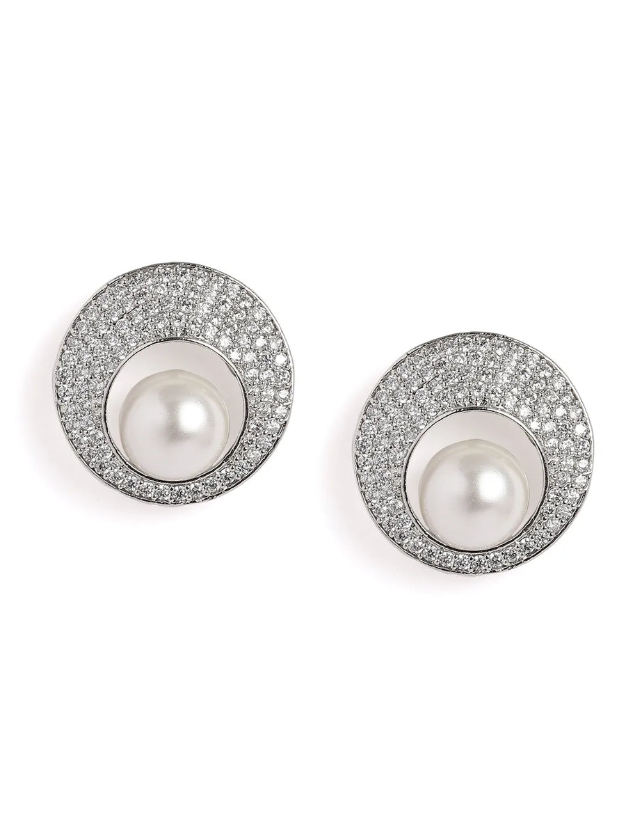 Classic Orbit Pearl CZ Pendant Set