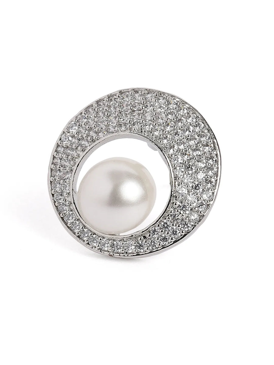 Classic Orbit Pearl CZ Pendant Set