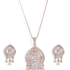 Graceful CZ Dangle Pendant & Earrings - Rose Gold
