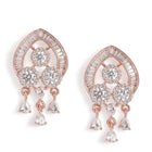 Graceful CZ Dangle Pendant & Earrings - Rose Gold