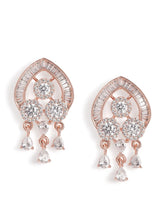 Graceful CZ Dangle Pendant & Earrings - Rose Gold