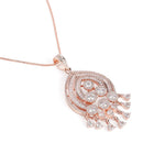 Graceful CZ Dangle Pendant & Earrings - Rose Gold