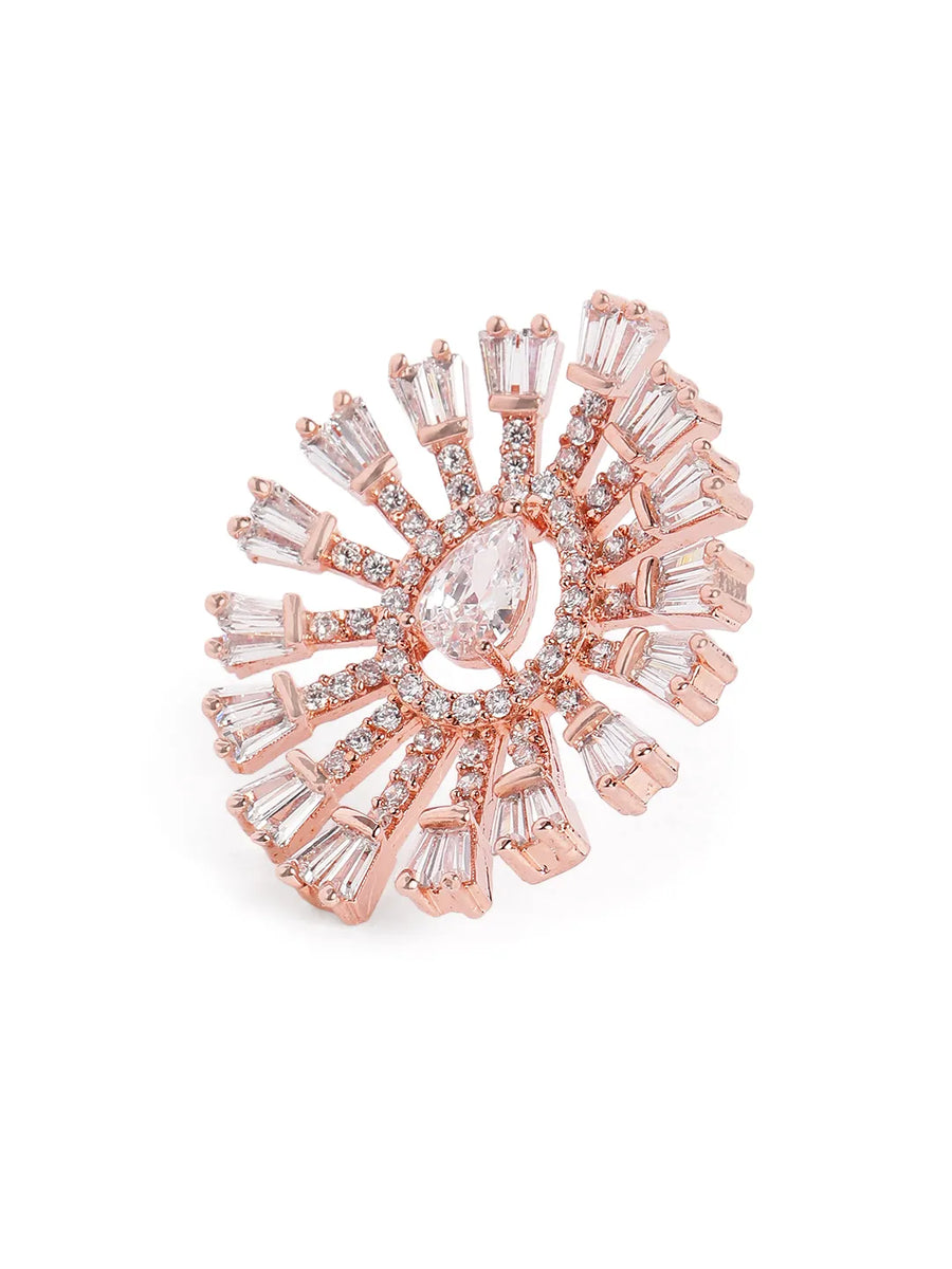 Dazzling CZ Sunburst Jewelry Set