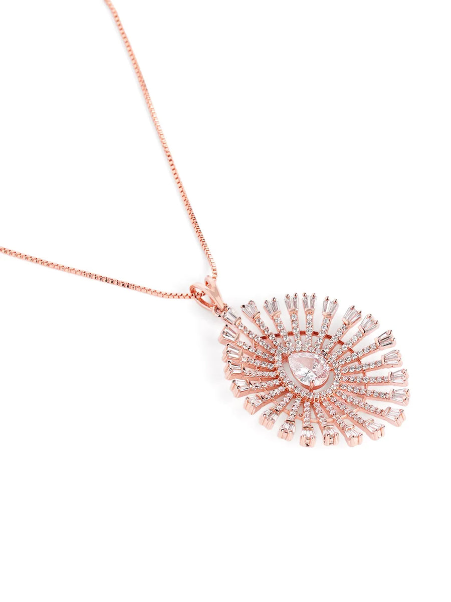 Dazzling CZ Sunburst Jewelry Set