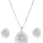 Dazzling CZ Sunburst Jewelry Set - Silver