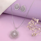 Dazzling CZ Sunburst Jewelry Set - Silver
