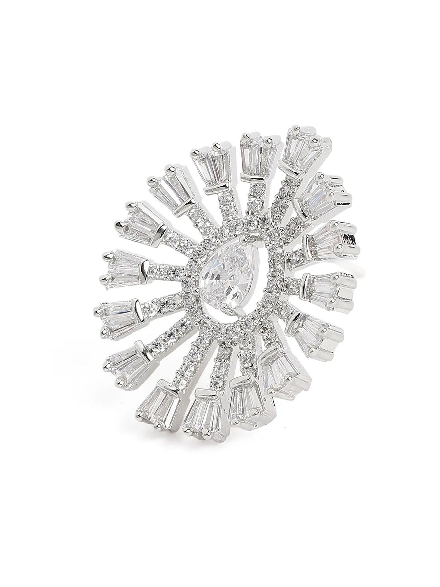 Dazzling CZ Sunburst Jewelry Set