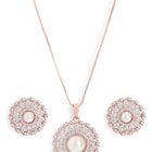 Elegant Faux Pearl and CZ Floral Duo - Rose Gold